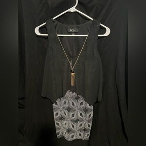 BCX small black and silver sparkly bodycon dress